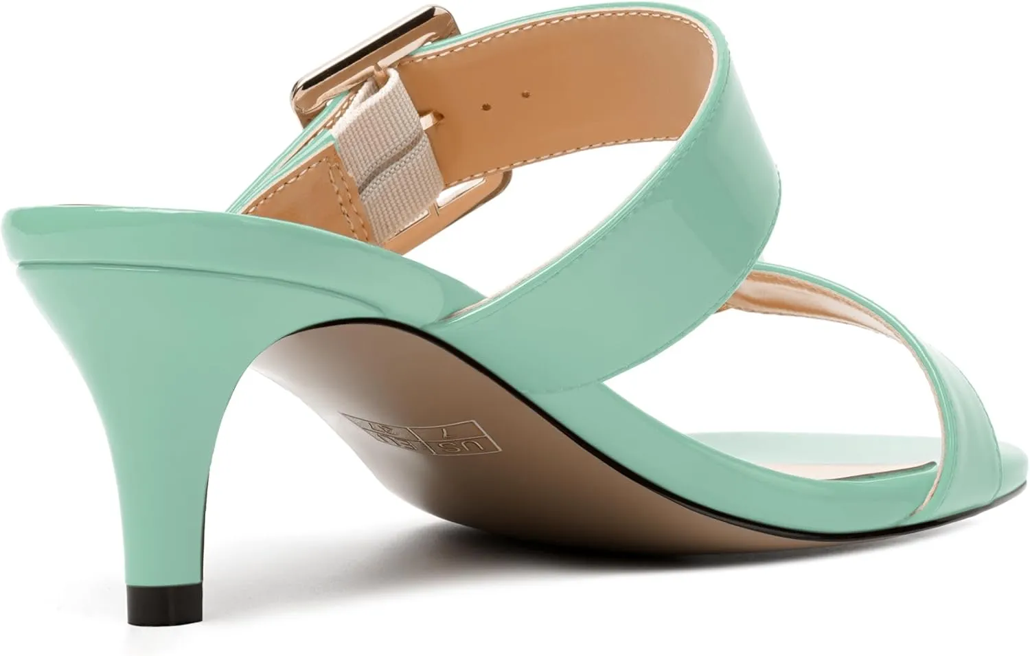 NUMALEO Womens Party Slip On Casual Patent Open Toe Stylish Kitten Low Heel Heeled Sandals 2 Inch
