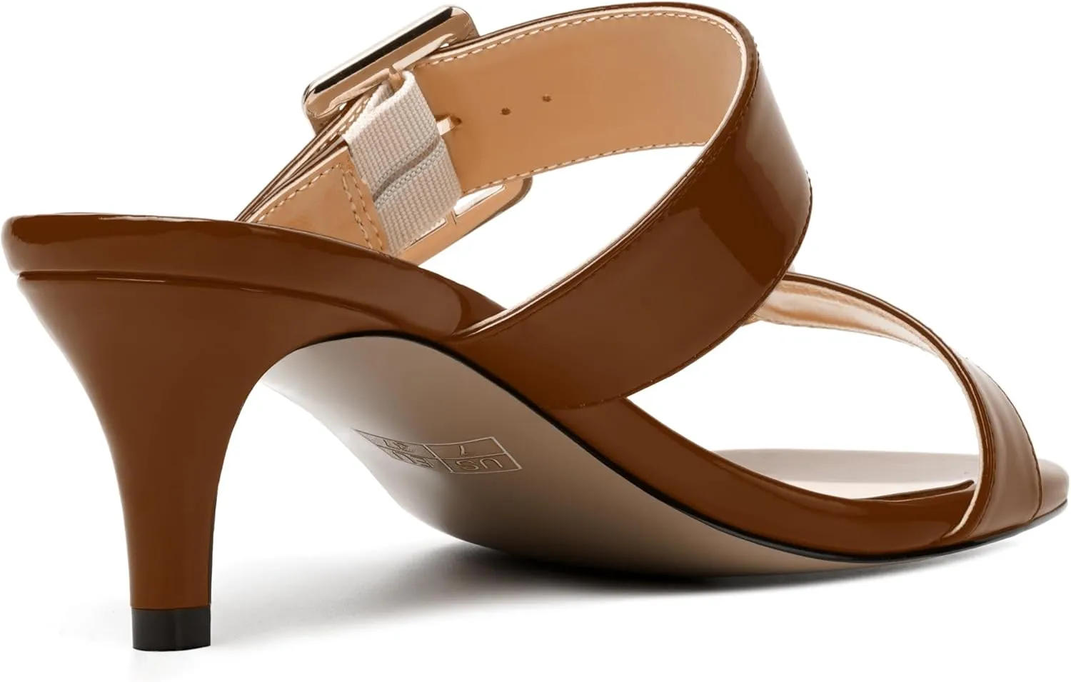 NUMALEO Womens Party Slip On Casual Patent Open Toe Stylish Kitten Low Heel Heeled Sandals 2 Inch
