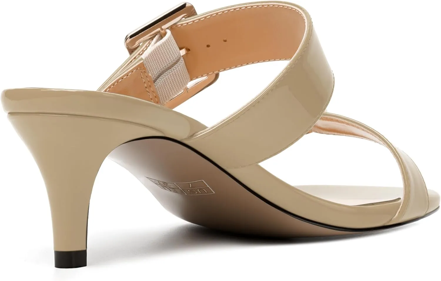 NUMALEO Womens Party Slip On Casual Patent Open Toe Stylish Kitten Low Heel Heeled Sandals 2 Inch
