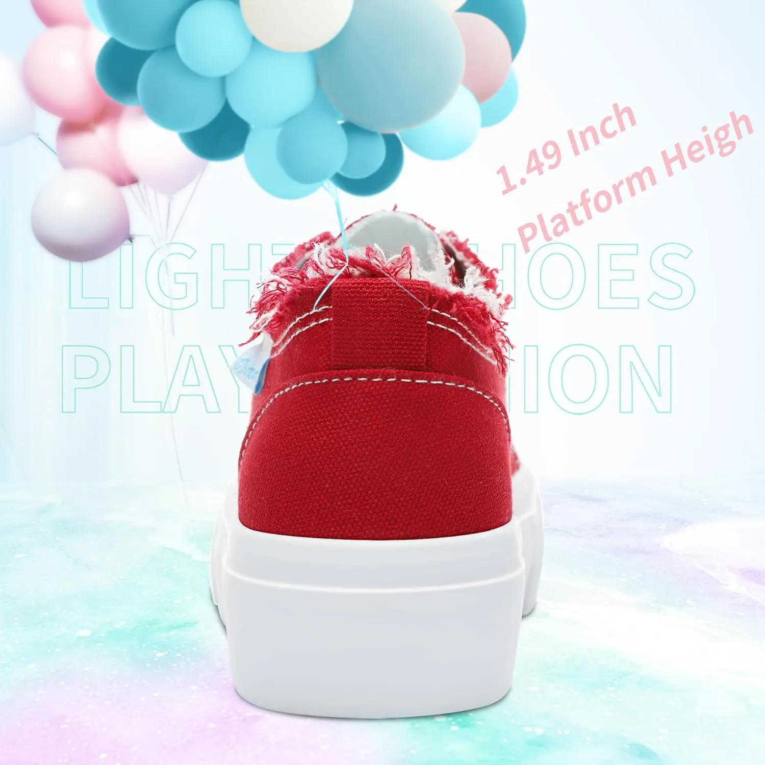 Obtaom Women Platform Canvas Sneakers White Comfort Play Fashion Sneakers Casual Lift Platform Lace Up Shoes Cute Low Top Walking Shoes for Lady