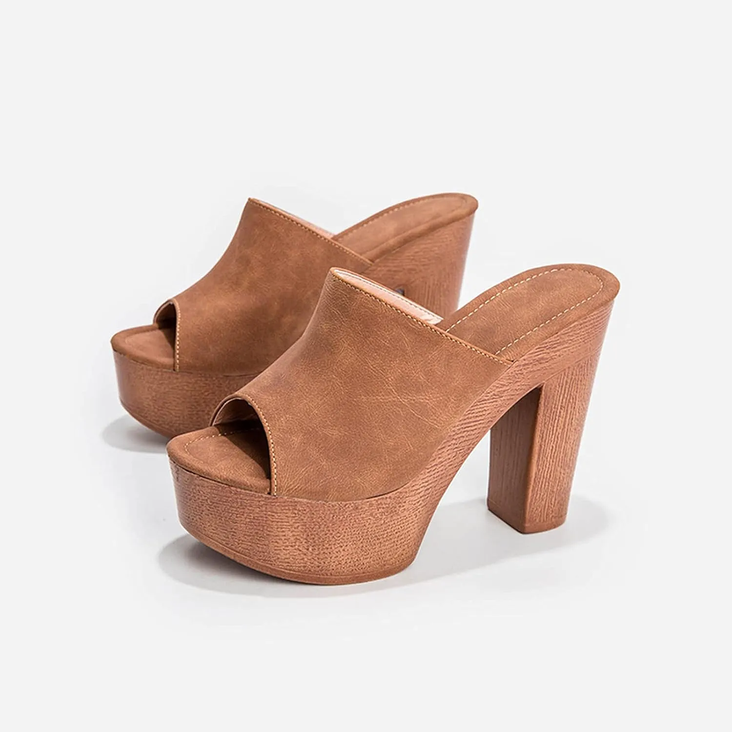 oiangi Heeled Sandals for Women Summer Fashion Fish Mouth Open Toe Straps Platform Chunky High Heels Comfortable Casual Sexy Slippers