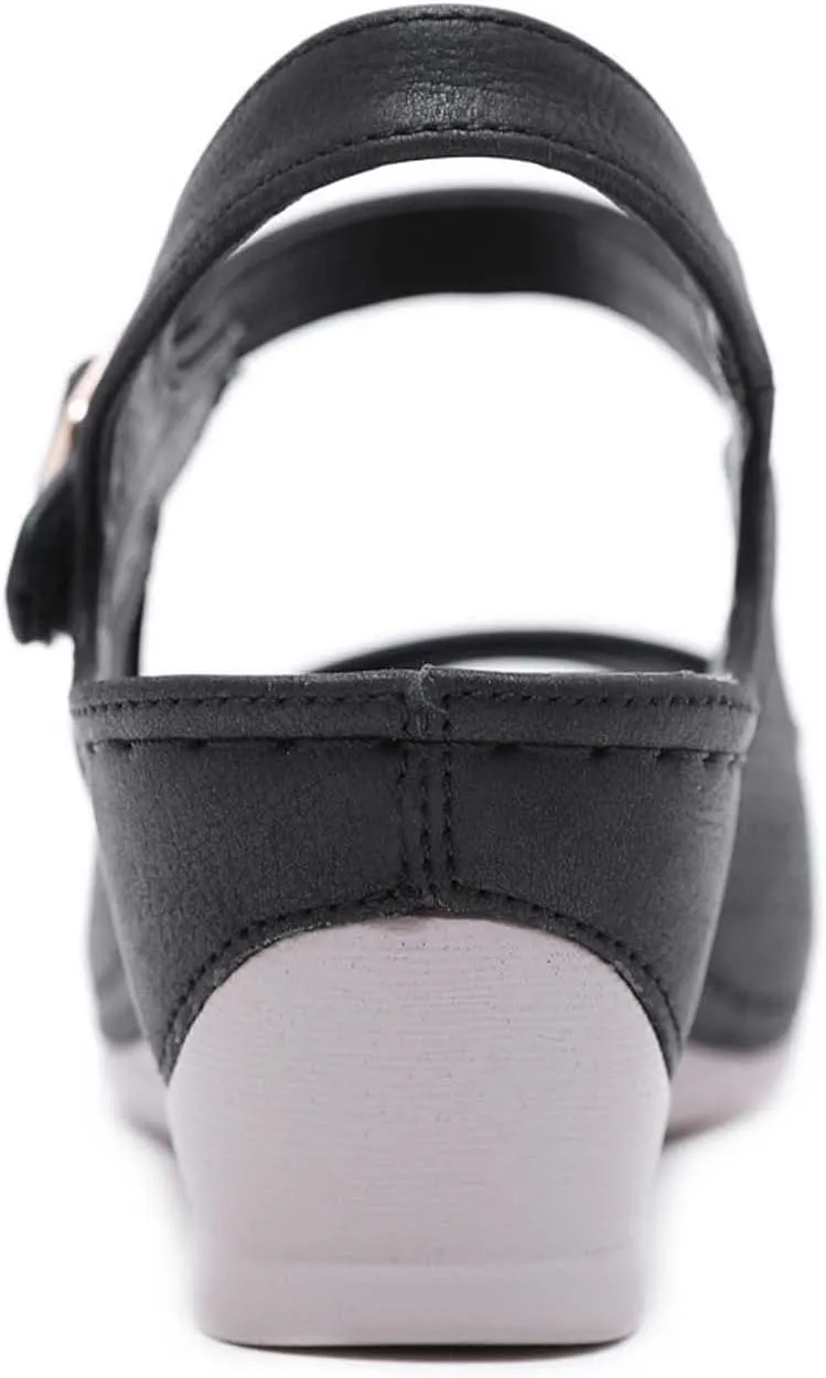 oiangi Women Sandals 2023 Summer Fashion Fish Mouth Open Toe Wedge Sandal Comfortable Ankle Straps Buckle Platform Sandalias Breathable Mesh Beach Shoes