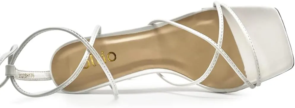 Ollio Women's Shoes Faux Nubuck or Faux Leather Strappy Tie Leg Stiletto Heeled Sandals SH176