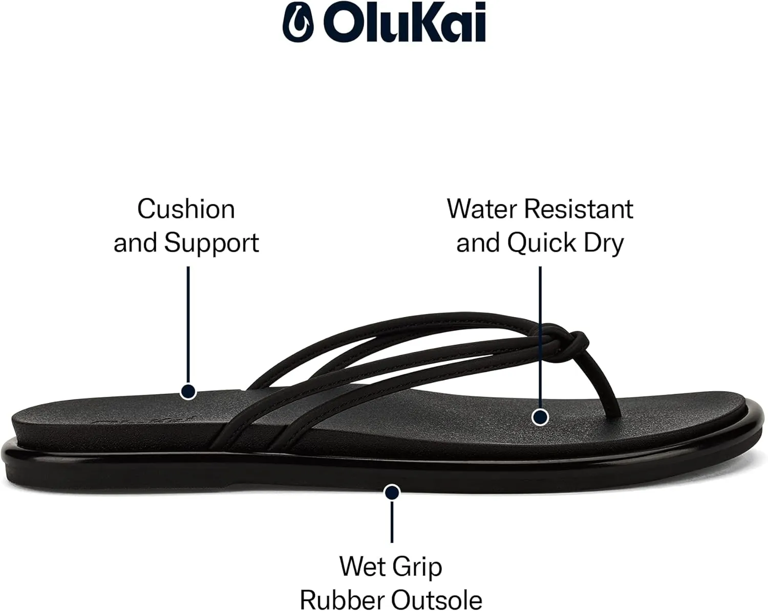 OLUKAI Aka Women's Beach Sandals, Water-Friendly Flip-Flop Slides, All-Day Comfort & Support, Stylish & Vibrant Colors
