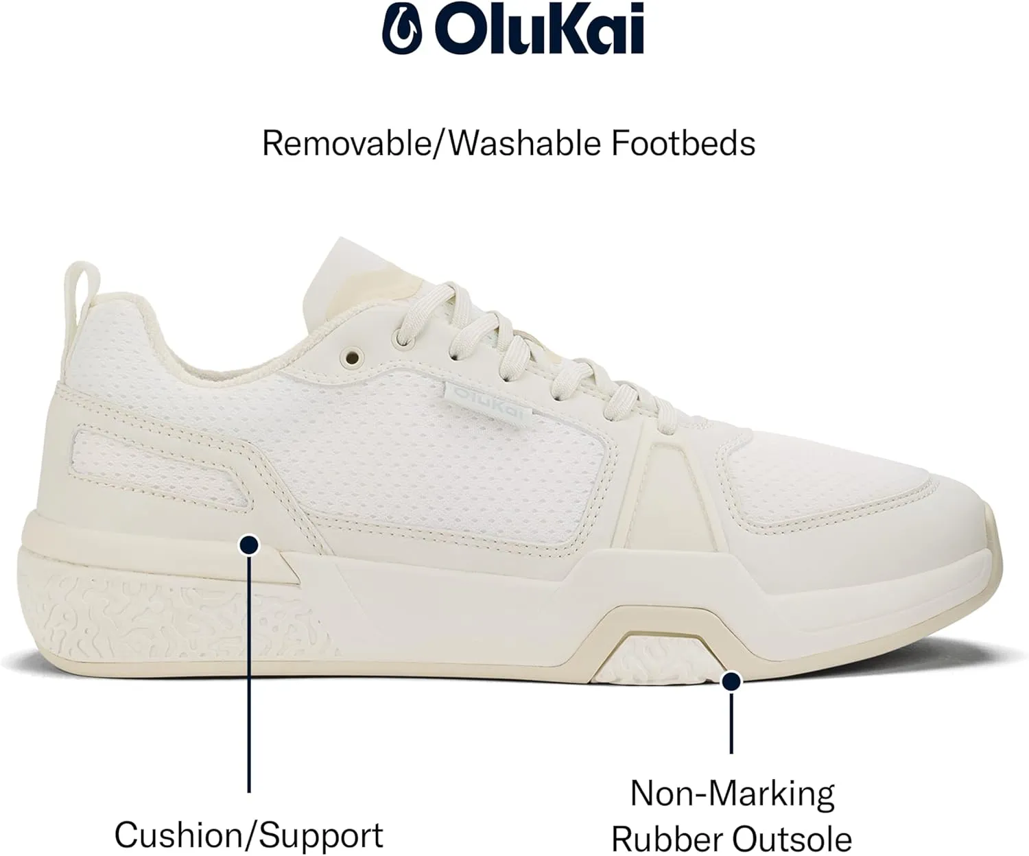 OLUKAI 'Anau Men’s Court Sneakers, Shoes for Tennis & Pickleball, Everyday Wear, All Day-Comfort & Support