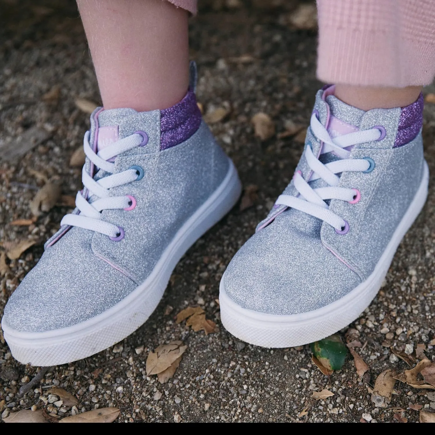Oomphies Sam Girls Hi-Top Pull-On Sneakers – Canvas Upper, Elastic Laces, Cushioned Insole & Durable Rubber Sole