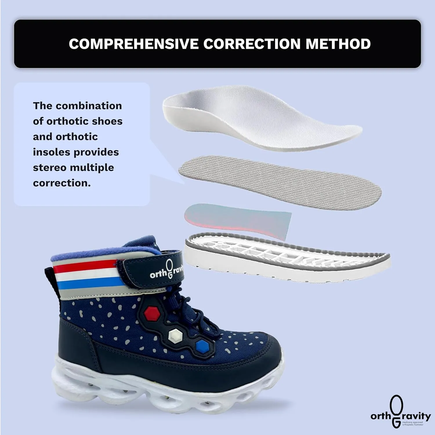 Orthopedic Comfort Children's High Top Sneakers by Ortho Gravity (Light Up)
