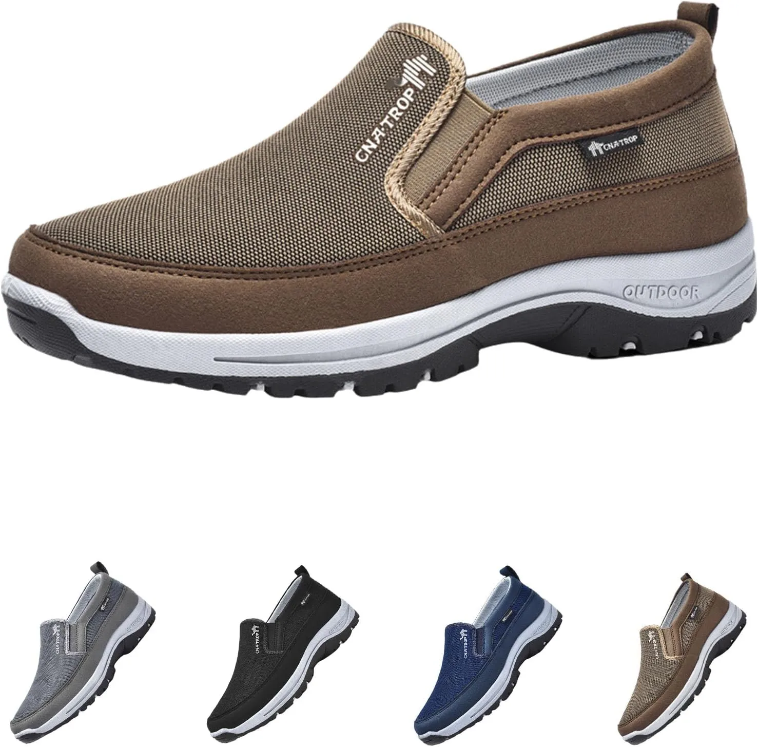 Orthowalkway Mens Shoes Slip On, Men's Arch Support Slip-on Canvas Loafers, Outdoor Casual Non Slip Orthopedic Sneakers Flats Walking Boat Shoes