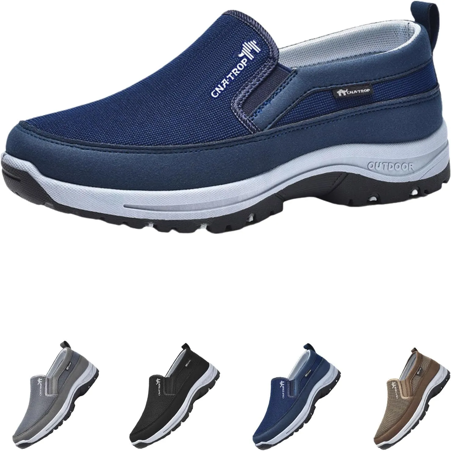 Orthowalkway Mens Shoes Slip On, Men's Arch Support Slip-on Canvas Loafers, Outdoor Casual Non Slip Orthopedic Sneakers Flats Walking Boat Shoes