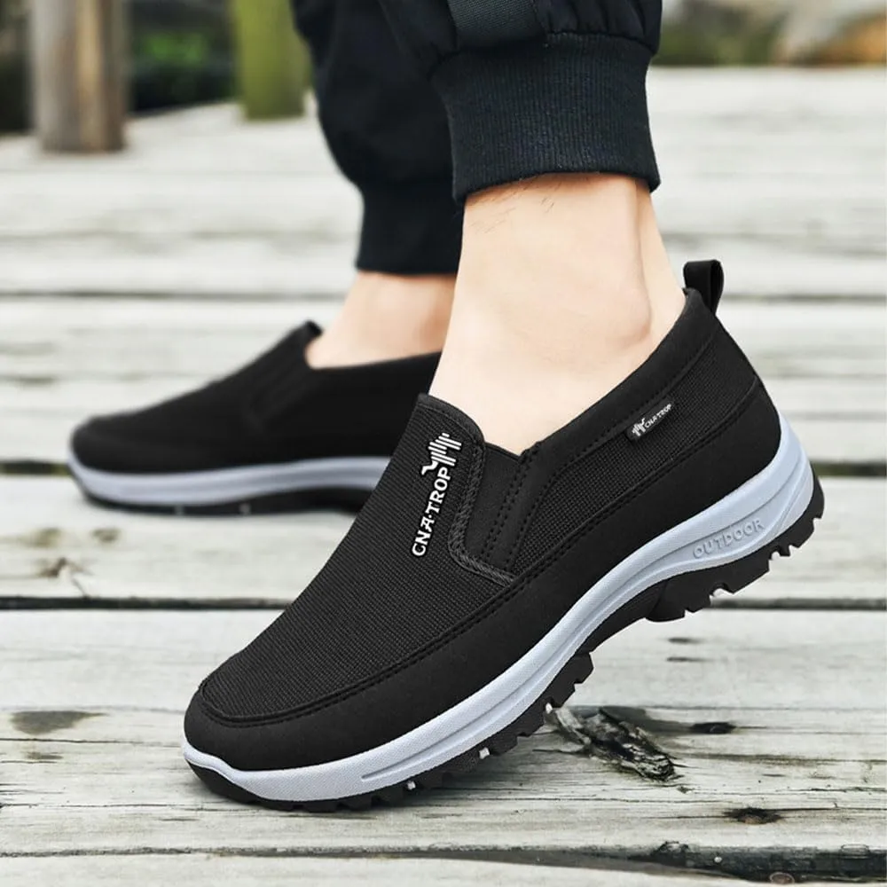 Orthowalkway Mens Shoes Slip On, Men's Arch Support Slip-on Canvas Loafers, Outdoor Casual Non Slip Orthopedic Sneakers Flats Walking Boat Shoes
