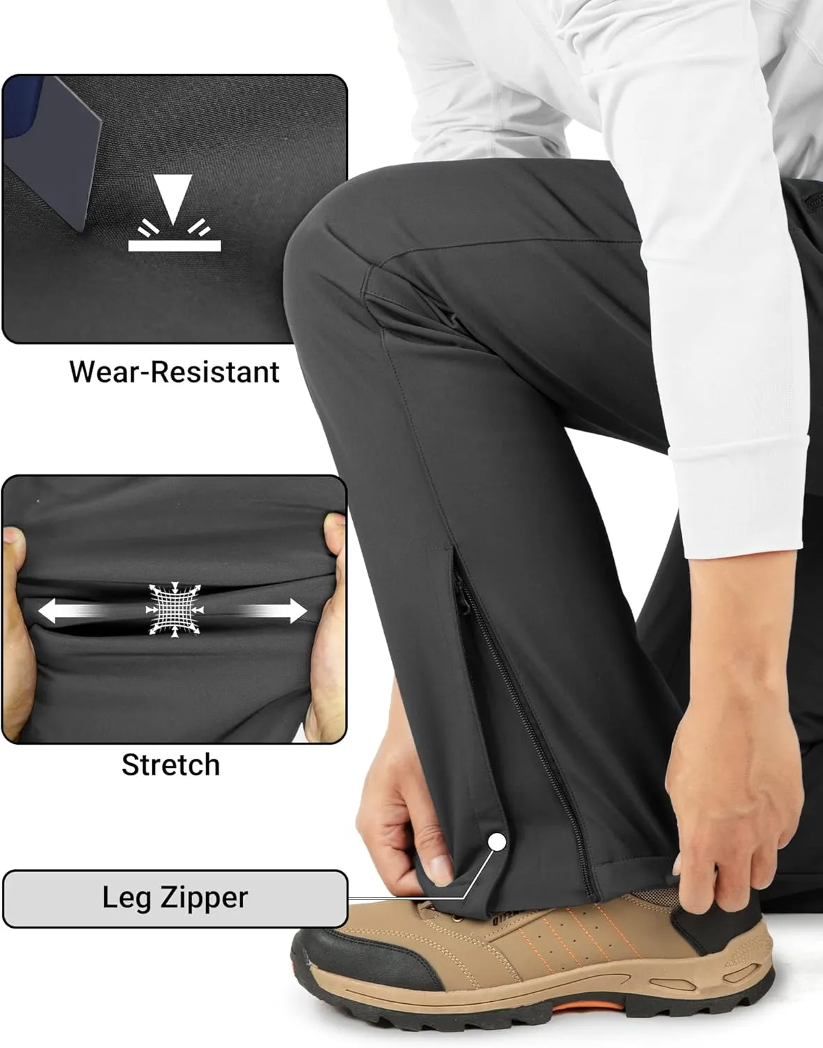 Outdoor Ventures Men's Fleece Lined Snow Pants Waterproof Windproof Ski Hiking Winter Pants With Pockets