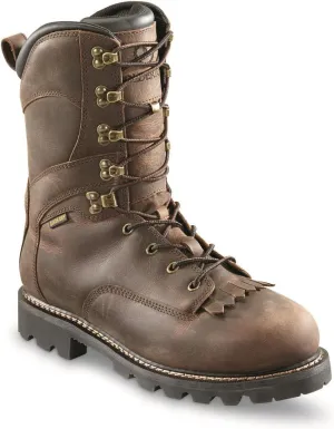 Outlands Men's 10" Waterproof Insulated Hunting Lace-Up Boots, Leather, Non-Slip Rubber Sole Shoes, 800-gram