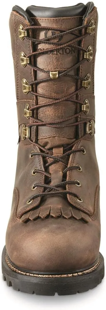 Outlands Men's 10" Waterproof Insulated Hunting Lace-Up Boots, Leather, Non-Slip Rubber Sole Shoes, 800-gram