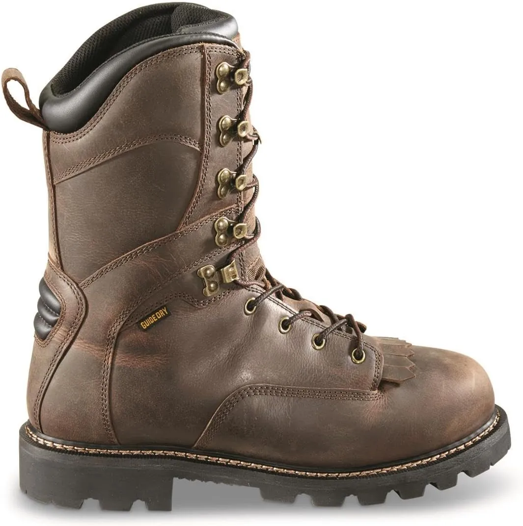 Outlands Men's 10" Waterproof Insulated Hunting Lace-Up Boots, Leather, Non-Slip Rubber Sole Shoes, 800-gram