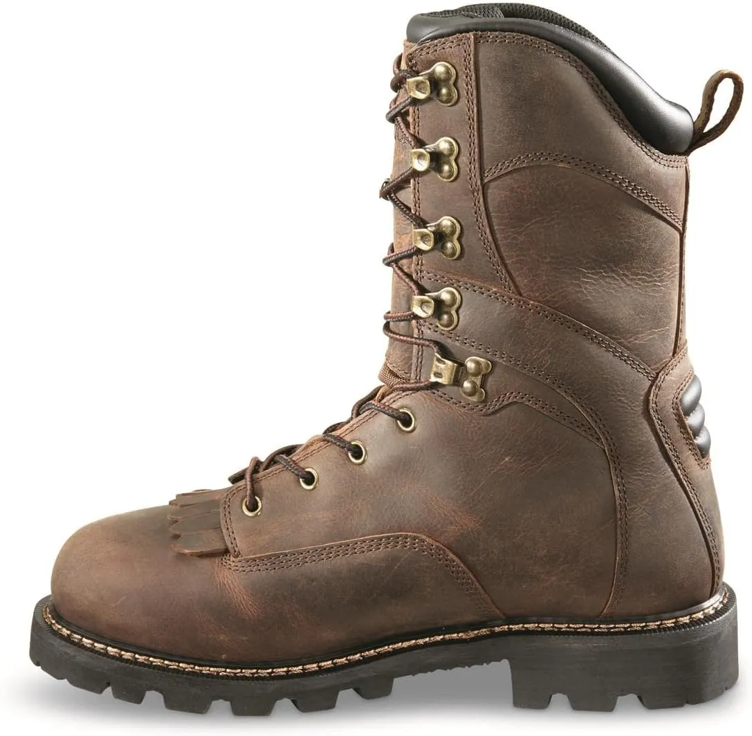 Outlands Men's 10" Waterproof Insulated Hunting Lace-Up Boots, Leather, Non-Slip Rubber Sole Shoes, 800-gram