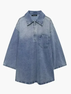 Oversized Denim Shirt Dress
