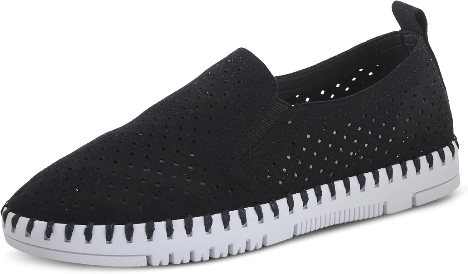 PATRIZIA Surfie Women's Slip-On Shoes – Perforated Microfiber with Leather Insole, Flexible Rubber Sole, and 1" Heel for All-Day Comfort