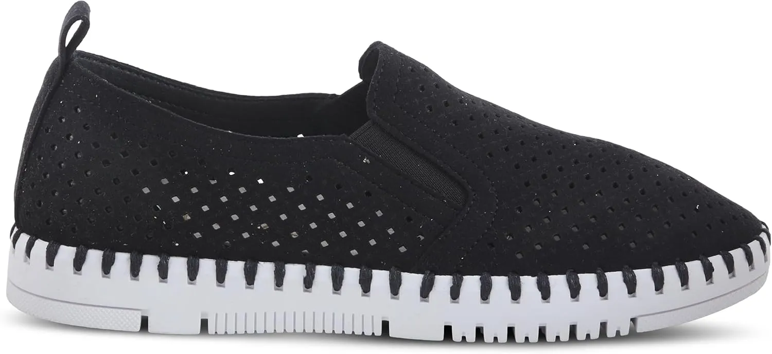 PATRIZIA Surfie Women's Slip-On Shoes – Perforated Microfiber with Leather Insole, Flexible Rubber Sole, and 1" Heel for All-Day Comfort