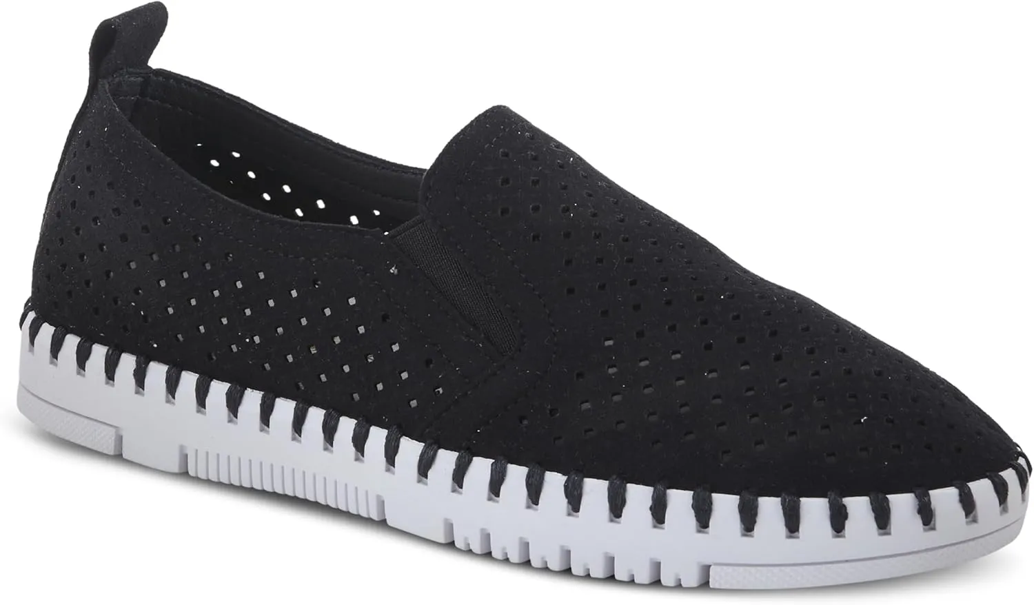 PATRIZIA Surfie Women's Slip-On Shoes – Perforated Microfiber with Leather Insole, Flexible Rubber Sole, and 1" Heel for All-Day Comfort