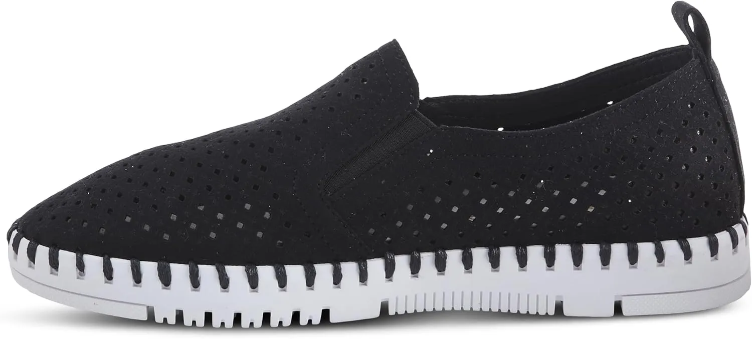 PATRIZIA Surfie Women's Slip-On Shoes – Perforated Microfiber with Leather Insole, Flexible Rubber Sole, and 1" Heel for All-Day Comfort