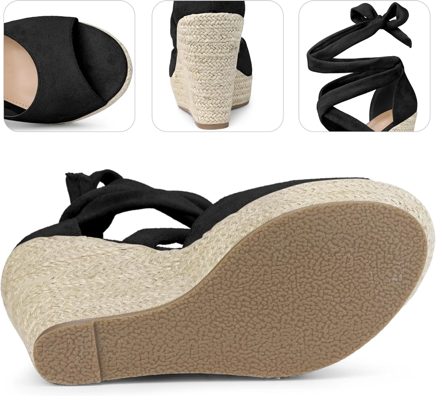 Perphy Lace Up Espadrilles Wedge Heels Sandals for Women