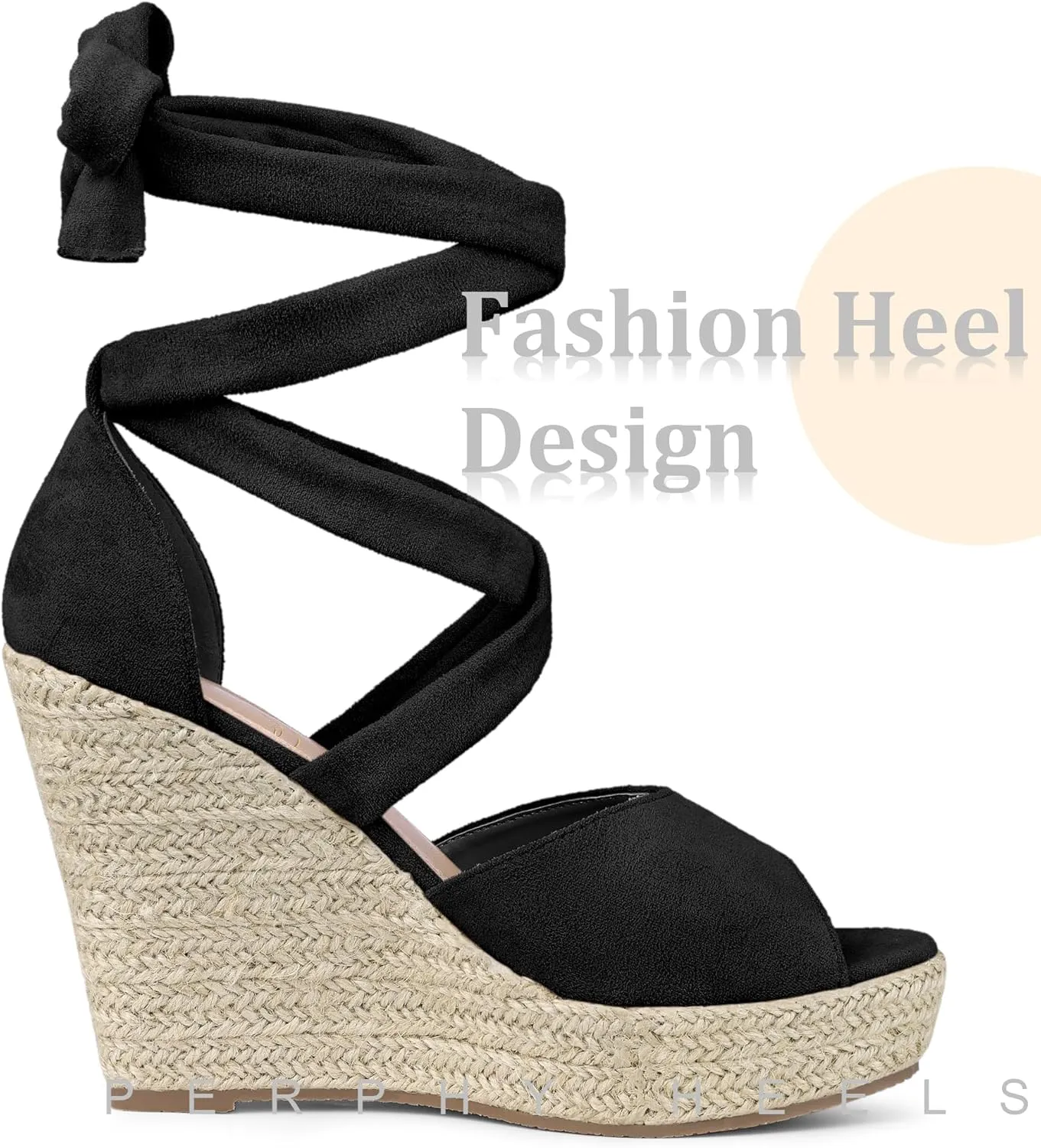 Perphy Lace Up Espadrilles Wedge Heels Sandals for Women