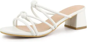 Perphy Strappy Knotted Block Heel Slides Sandals for Women