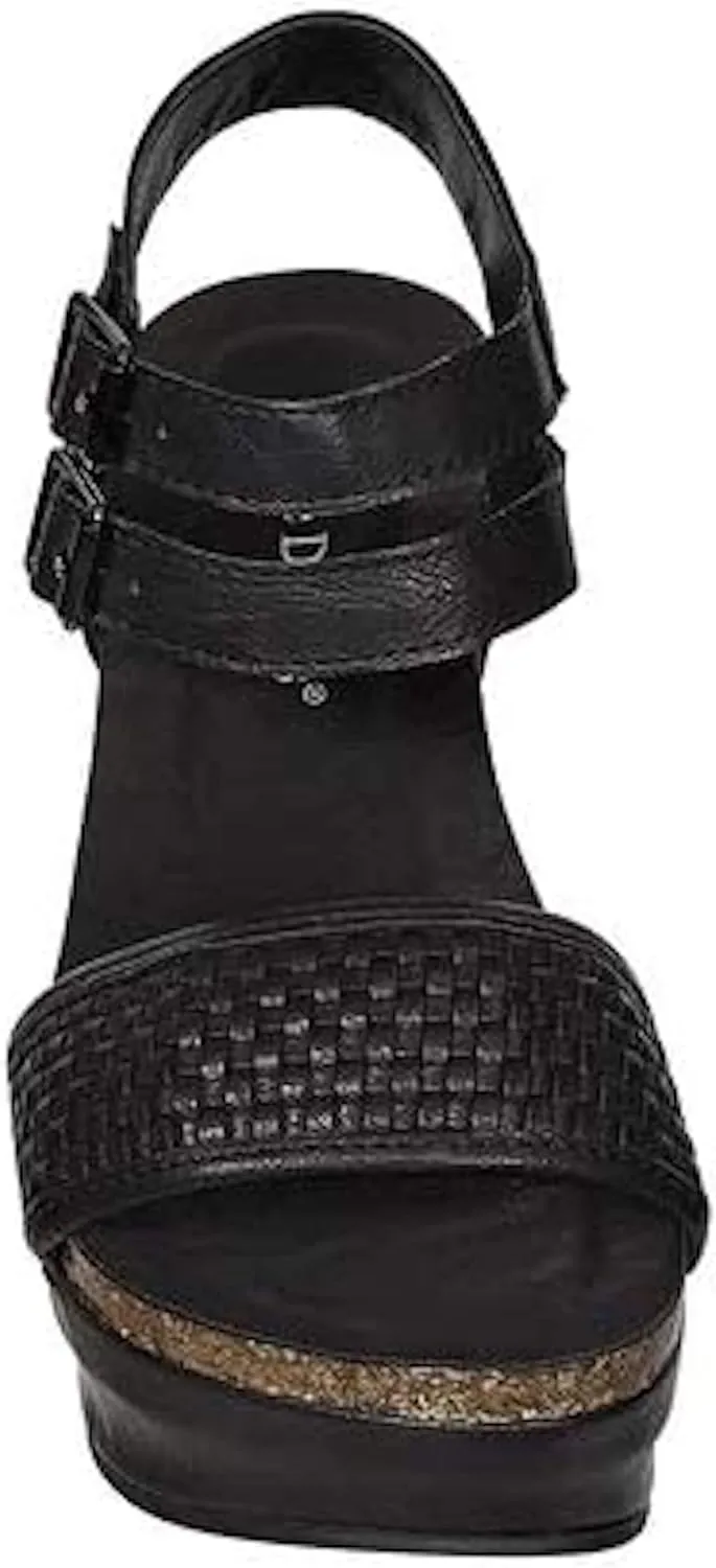 Pierre Dumas Hester-12 Women's Vegan Leather Double-Buckle Rounded-Toe Wedge Sandals