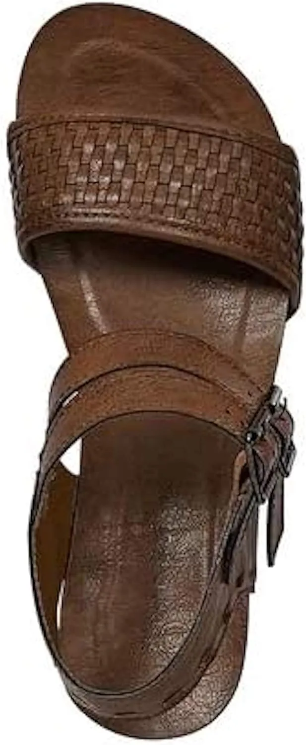 Pierre Dumas Hester-12 Women's Vegan Leather Double-Buckle Rounded-Toe Wedge Sandals