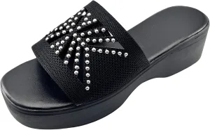 Platform Sandals for Women 2025 Hollow Out Rhinestones Slippers Open Toe One Band Platform Wedge Sandals Summer Beach Comfortable Soft Sole Slipper