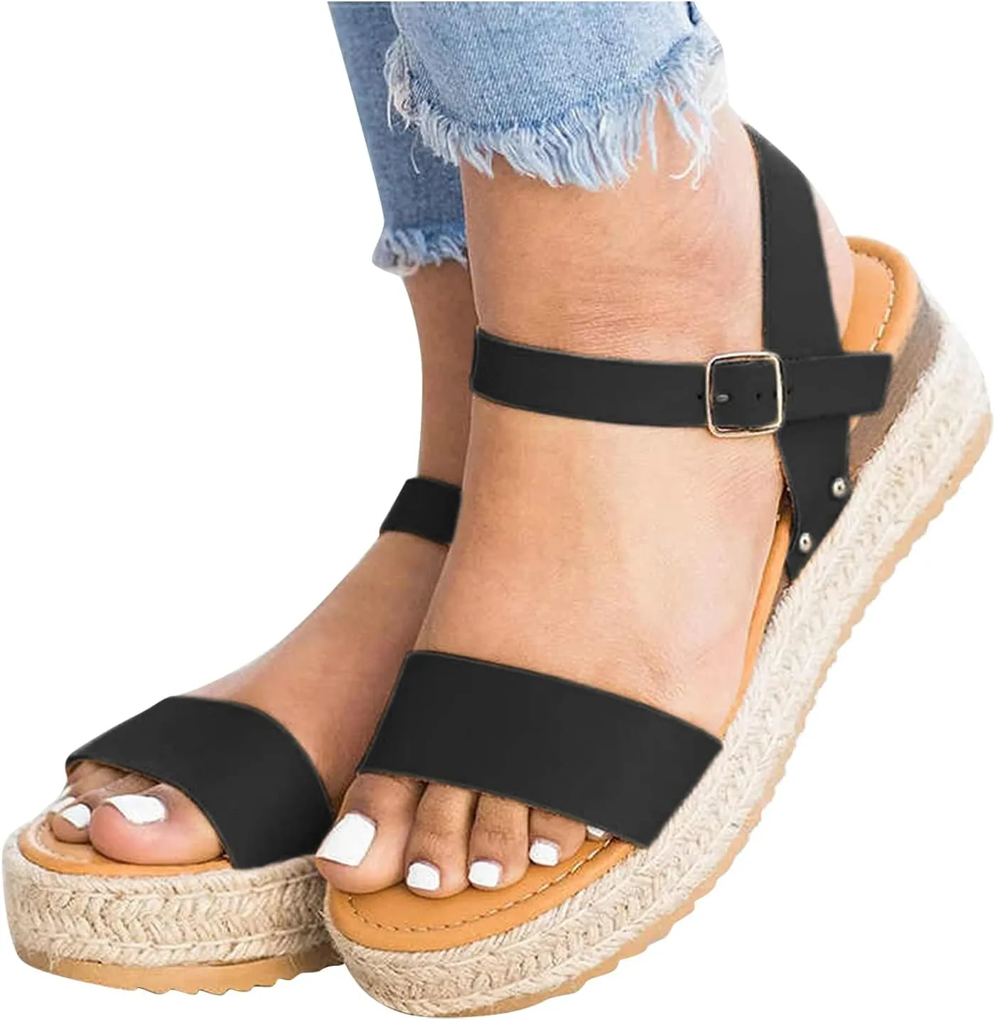 Platform Sandals Women Braided Leather Straps and Cork Wedge Heel Espadrille Sandals for Bohemian Themed Events Orthopedic Sandal Beach Dressy Flip Flops for Wide Toe 2025 Spring