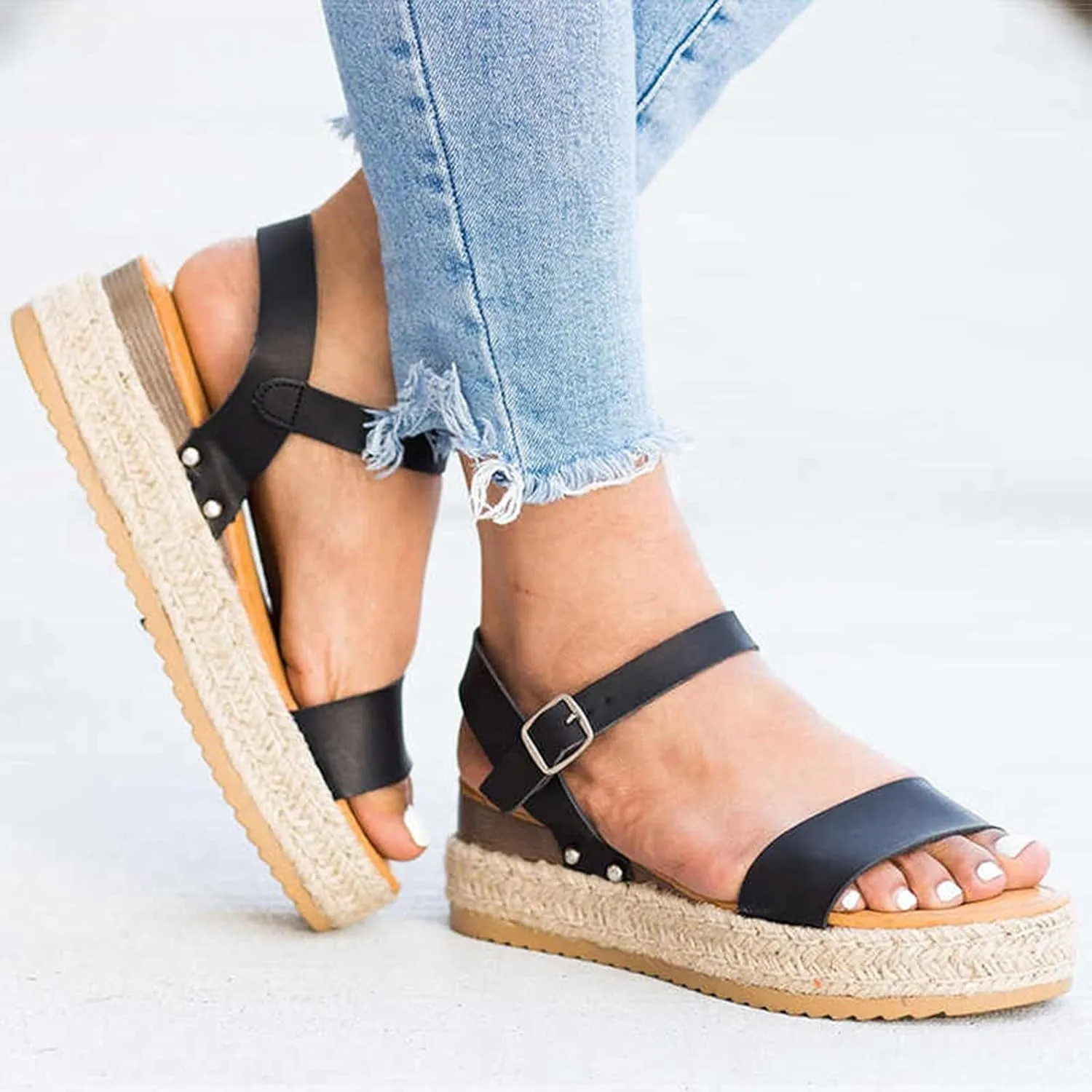 Platform Sandals Women Braided Leather Straps and Cork Wedge Heel Espadrille Sandals for Bohemian Themed Events Orthopedic Sandal Beach Dressy Flip Flops for Wide Toe 2025 Spring