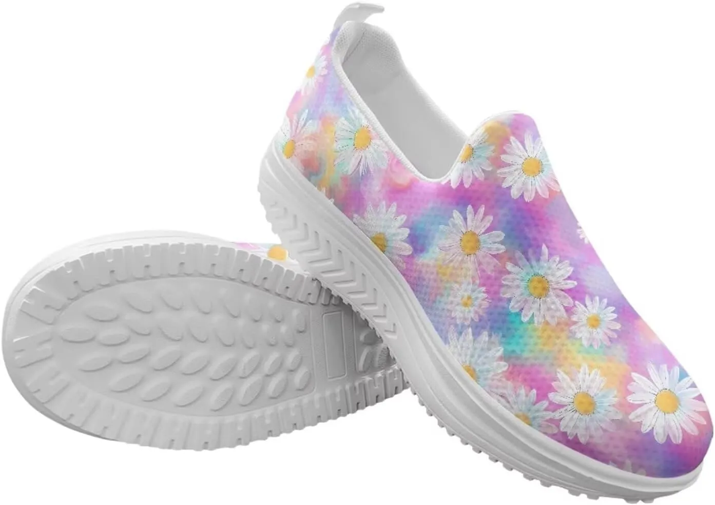 Platform Sneakers Womens Art Painting Walking Shoes Rocker Bottom Shoes Swing Wedges Sneaker Comfort Slip on