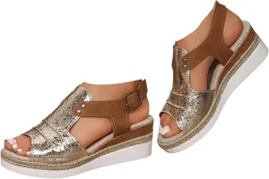 Platform Wedge Sandals for Women Open Toe Espadrilles Ankle Strap Sandals Summer Casual Dressy Wedge Flat Sandals Beach Boho Walking Shoes