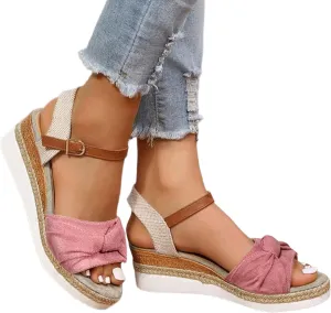 Platform Wedge Sandals for Women Open Toe Espadrilles Ankle Strap Sandals Summer Casual Dressy Wedge Flat Sandals Beach Boho Walking Shoes