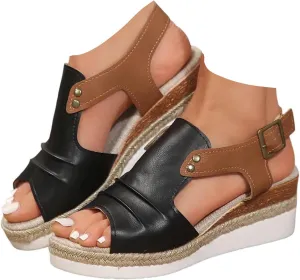 Platform Wedge Sandals for Women Open Toe Espadrilles Ankle Strap Sandals Summer Casual Dressy Wedge Flat Sandals Beach Boho Walking Shoes