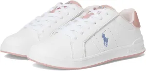 Polo Ralph Lauren Unisex, Heritage Court III (Big Kid), White/Pink, 4 Medium