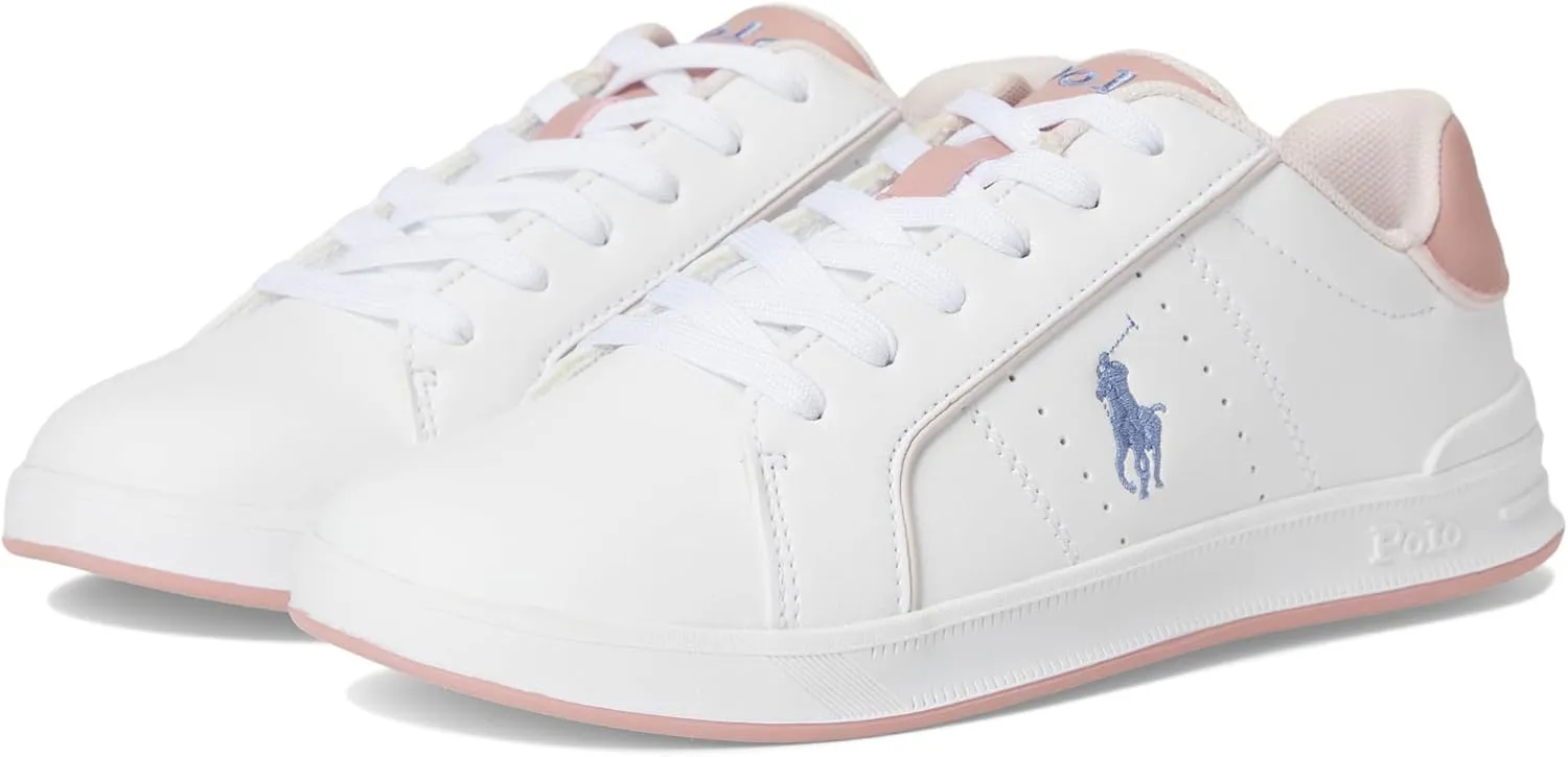 Polo Ralph Lauren Unisex, Heritage Court III (Big Kid), White/Pink, 4 Medium