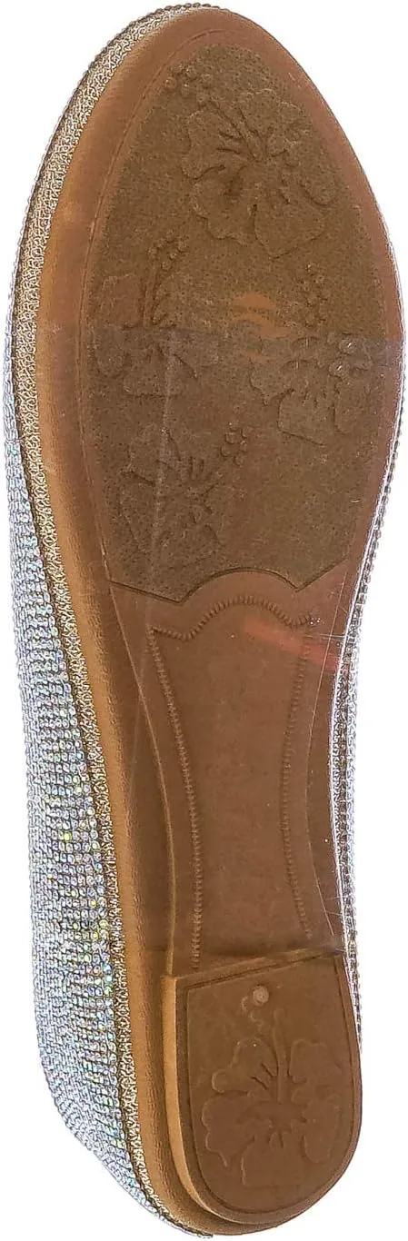 Rhinestone Crystal Embellished Ballet Flats - Round Toe Padded Shoes