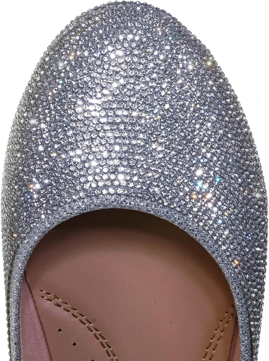 Rhinestone Crystal Embellished Ballet Flats - Round Toe Padded Shoes