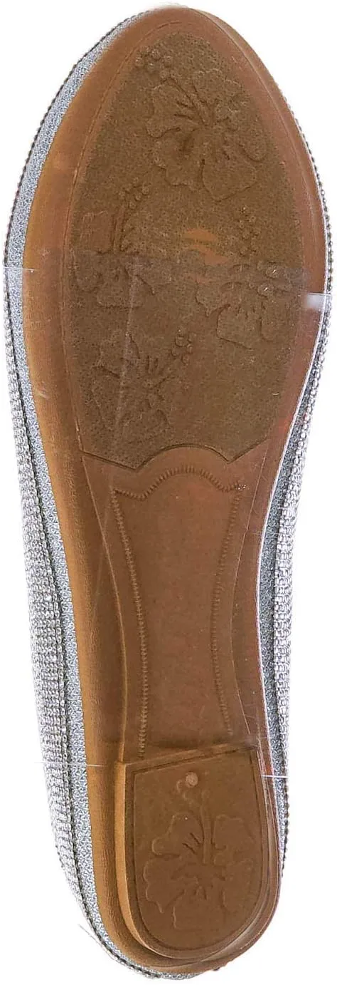 Rhinestone Crystal Embellished Ballet Flats - Round Toe Padded Shoes