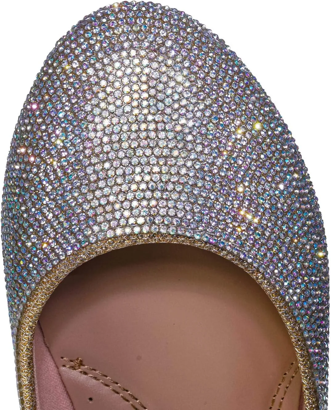 Rhinestone Crystal Embellished Ballet Flats - Round Toe Padded Shoes