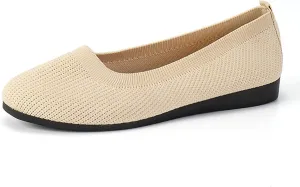 RiceelSor Women's Mesh Breathable Slip On Flats Shoes Ballet Round Toe Comfort Soft Casual Office Work Low Wedge Walking Dress Shoes