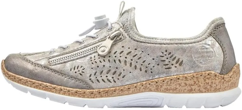 Rieker N42K6 Nikita Slip-On Women's Sneakers - Lightweight Walking Sneakers with Laser Cutouts & Elastic Lacing - Stylish & Flexible for All-Day Comfort