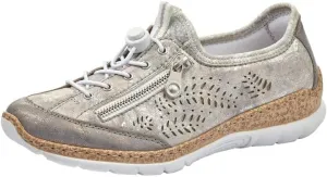 Rieker N42K6 Nikita Slip-On Women's Sneakers - Lightweight Walking Sneakers with Laser Cutouts & Elastic Lacing - Stylish & Flexible for All-Day Comfort