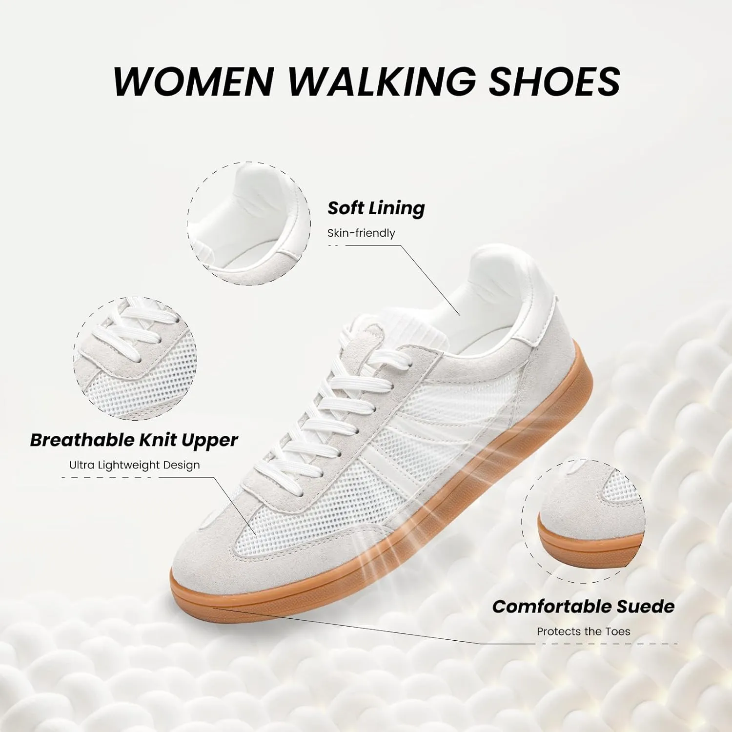 Rosella Carlie Womens Sneakers - Women's Fashion Sneakers with Removable Insole - Stylish and Lightweight Spring Shoes for Women Casual Non-Slip Lace-Up Walking Footwear