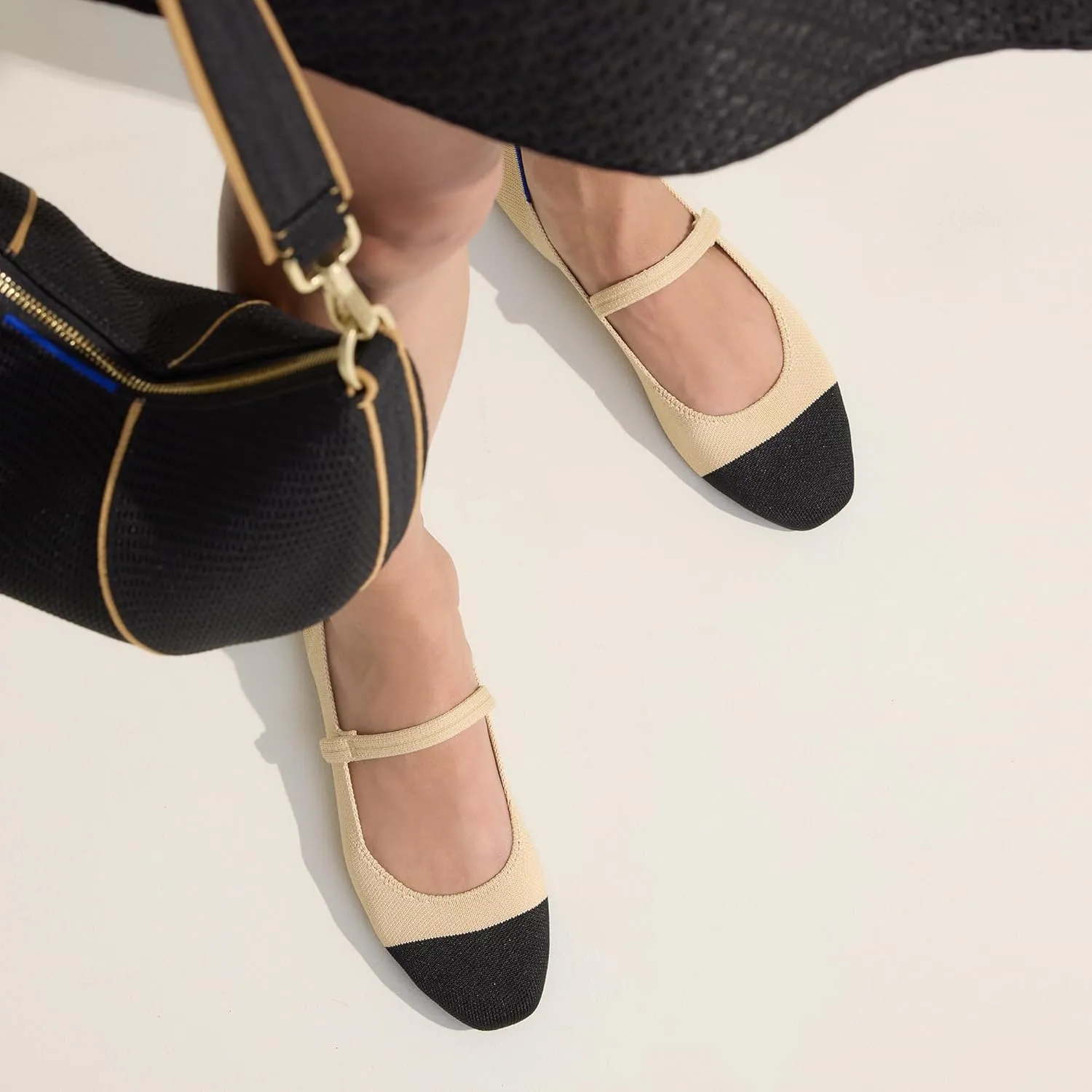 Rothy's The Square Mary Jane Women's Slip-On Shoes, Square-Toe Flats, Made from Recycled Plastic Bottles & Machine Washable