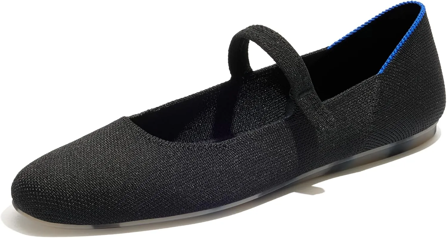 Rothy's The Square Mary Jane Women's Slip-On Shoes, Square-Toe Flats, Made from Recycled Plastic Bottles & Machine Washable