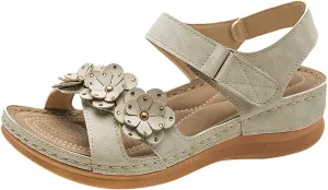 Sandals for Women Wedge Shoes Slip On Dressy Summer Comfortable Slides Sandals, Flower Open Toe Platform Sandal Ankle Strap Platform Shoes All Day Comfort