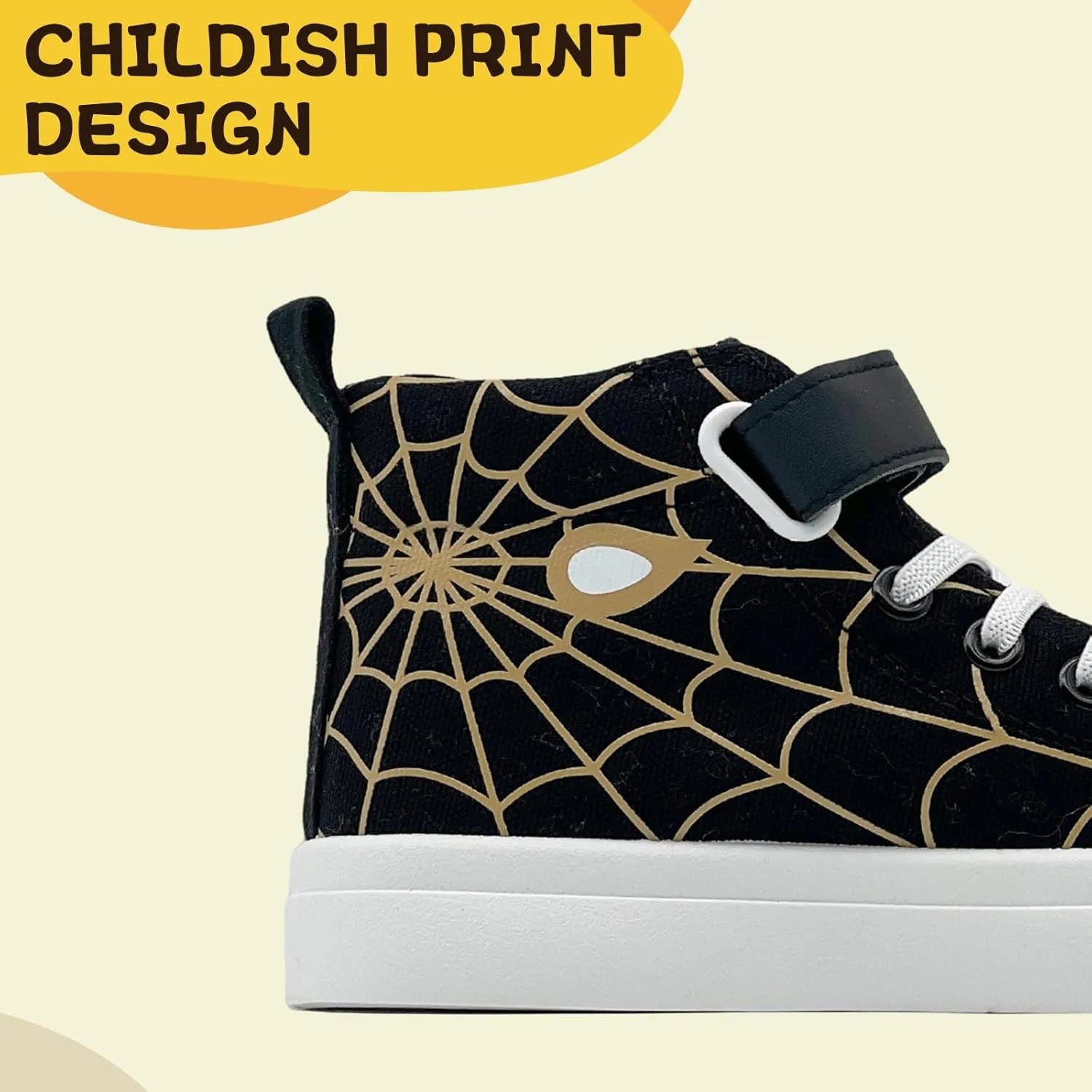 Sharllen Kid Canvas High Top Spider Sneakers Classic Adjustable Strap Lace up Shoes for Boys Girls Casual Tennis Kids Athletic Basketball Running Walking Shoes